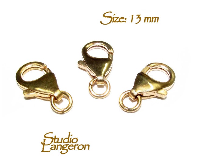 3 pcs/Pkg 14K Gold Filled Lobster Clasp size 13 mm, Trigger clasps, Clasps, Clasps gold filled, Jewelry making, 14/20 Gold filled