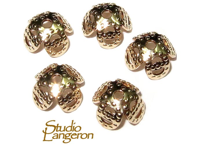 14K Yellow gold filled decorative bead caps, bead cap, 14K gold filled, jewelry making, gold filled bead cap, Bead caps findings - 1 piece