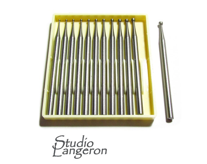 Set Busch Tungsten Vanadium Concave Cutter Bur Set, 0.8mm–1.9mm 2.35 mm shank,  Jewelry burs, Busch burs, Jewelry tools - 1 pack (12 pieces)