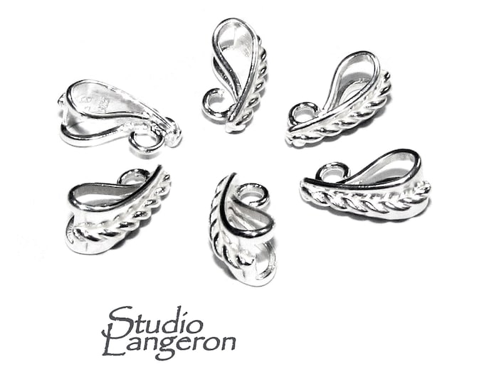 925 Sterling silver decorative Large Pendant Bails, sterling silver Bail, Jewelry making, Bail finding, bail for pendant, silver - 1 piece
