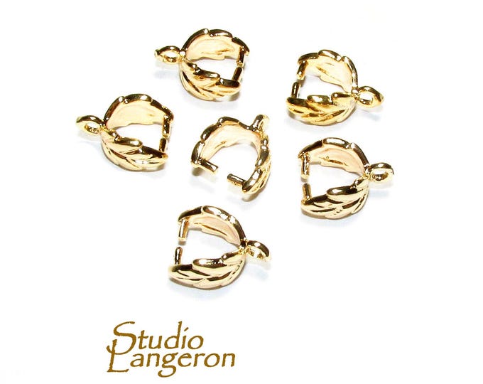 14K Yellow Gold Filled Decorative Pinch Pendant Bail size 9.0x5.0mm, Jewelry Making, Bail gold filled - 1 piece