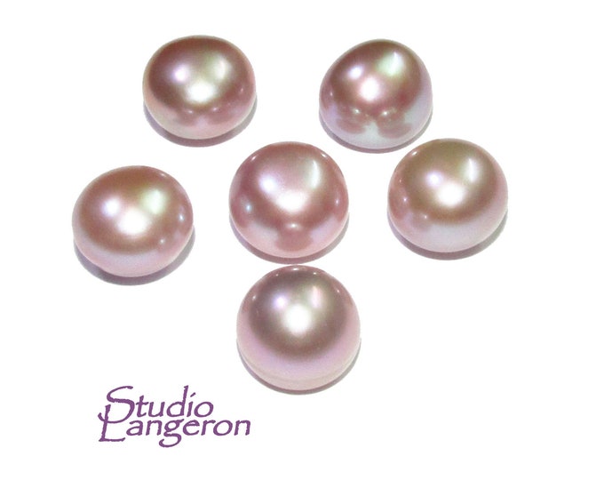 11 mm Lilac pearls half-drilled Cabochon, Natural Pearl, Lilac pearls Gemstone, Round pearl, Jewelry making, ring, earrings - 1 piece