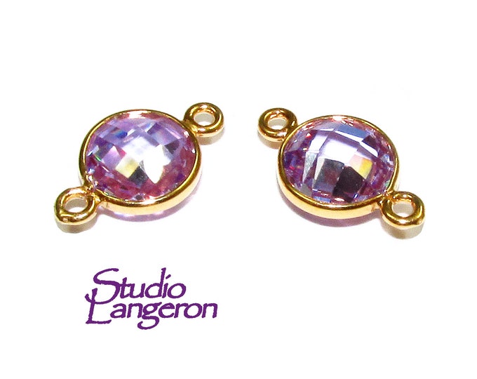 14K Gold Filled Checkerboard Lavender Round Link Connector size 15x9 mm, Lavender gold filled link, Link connector, Jewelry making - 1 piece