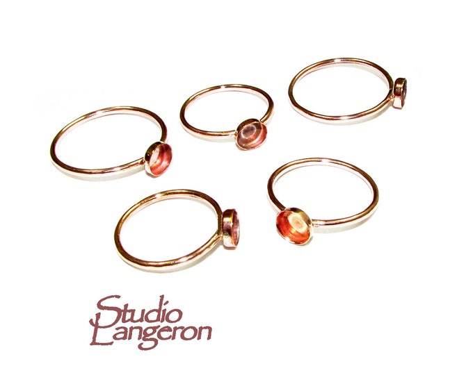 14K Rose gold filled blank ring with bezel cup 5 mm size 4, 5, 6, 7, 8, Base ring, Rose Gold filled ring, setting, jewelry making - 1 piece
