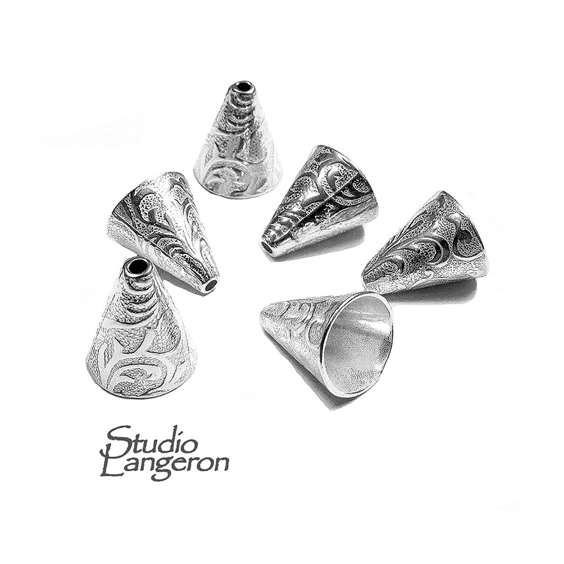 925 Sterling Silver Bead Cones Beading Beading Cones Silver Etsy