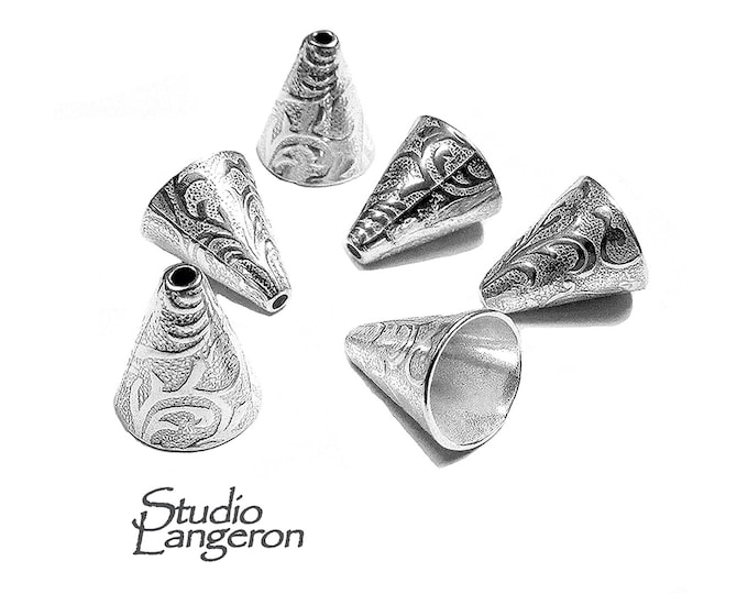 925 Sterling silver Bead Cones, Beading, Beading cones, Silver Cones, Jewelry making, Silver 925, End caps, Silver cone - 1 pair (2 piece)