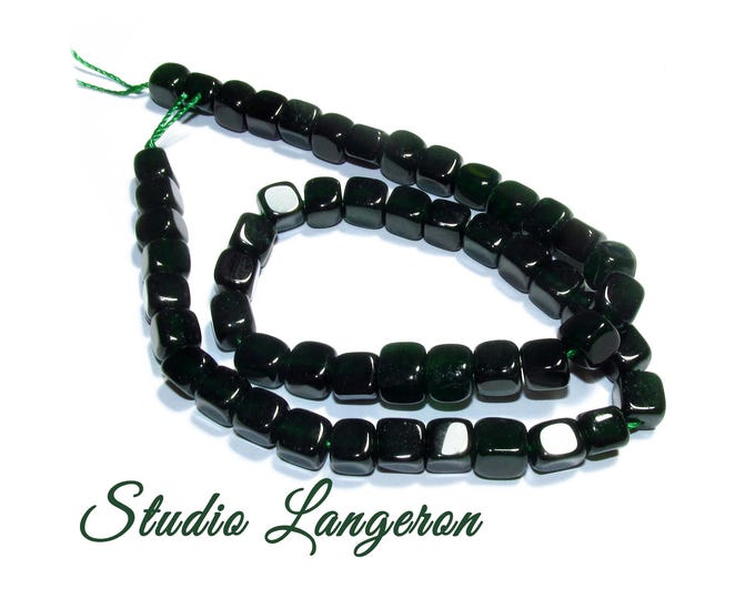 SALE!  Natural Emerald Beads Cube 6.5x6.5mm 1 strand 37cm long (About 53 beads), Natural Emerald, Jewelry making - 1 strand