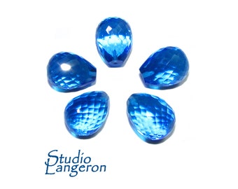 Natural Blue topaz Teardrop faceted Beads size 10x13 mm, Blue topaz Gemstone, Jewelry making, Natural Gemstone Teardrop beads - 1 piece
