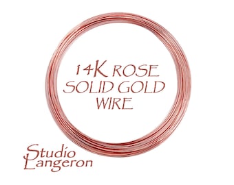 14K solid rose gold wire 26-15 gauge Half-Hard, Gold wire, Jewelry making, 14K solid gold, Solid gold wire, Gold findings – 4 inch (10 cm)