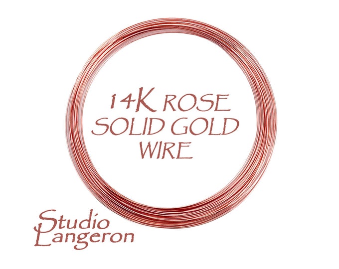 14K solid rose gold wire 26-15 gauge Half-Hard, Gold wire, Jewelry making, 14K solid gold, Solid gold wire, Gold findings – 4 inch (10 cm)