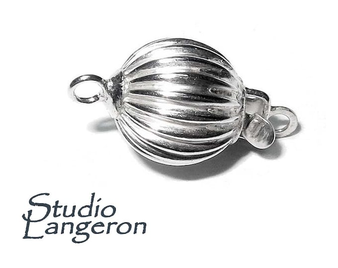 925 Sterling silver Bead Corrugated Safety Clasp size 10 mm, Silver bead clasp, Jewelry making, Silver Clasp, 925 Sterling silver - 1 piece