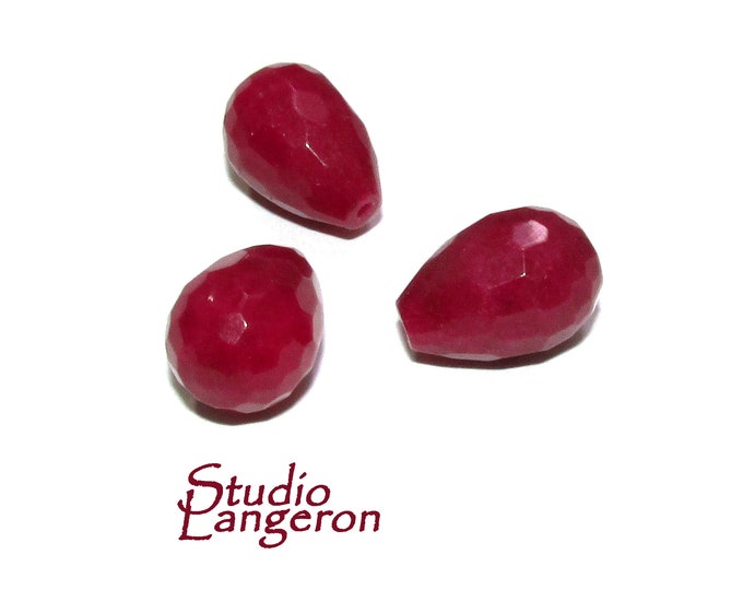 Natural African ruby Teardrop faceted half drilled Beads size 14x10 mm, Natural African ruby Half Drilled Beads, Jewelry making - 1 piece