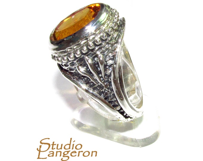 Citrine ring 925 sterling silver size 8, Handmade ring, single copy, 925 sterling silver, Natural Citrine, silver ring, gemstone Citrine