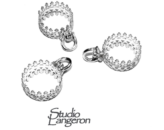 925 sterling silver blank pendant for bead 12 mm, pendant silver, base pendant, bezel cup, setting, Jewelry making - 1 piece