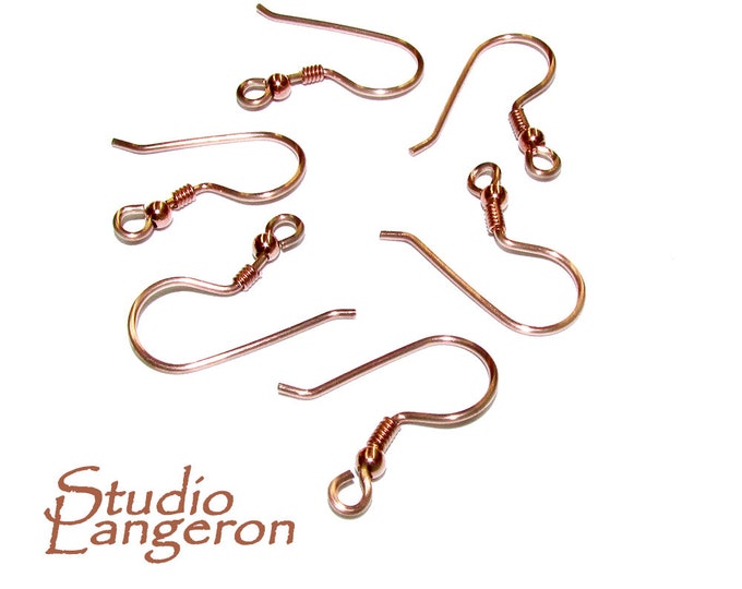 14K Rose Gold Filled Small Ear Wire with Bead and Coil, Rose Gold Filled, Earrings gold filled, Earrings, Jewelry making - 1 pair (2 pieces)