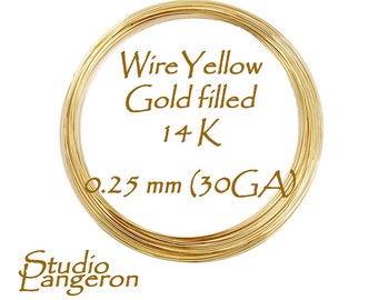 ON SALE!!! 3.0 meters (10 Ft) 14K yellow gold filled wire 30 Gauge (0.25 mm), Wire, Jewelry making, Gold Filled wire, Yellow gold filled