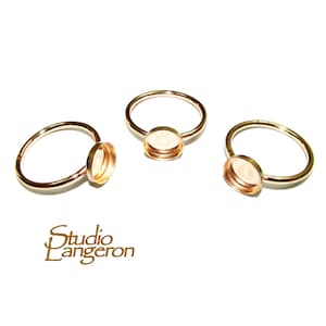 14K Yellow gold filled blank ring with bezel cup 8 mm size 4 - 11, Base ring, Gold filled ring, Bezel cup, Setting, Ring mounting - 1 piece