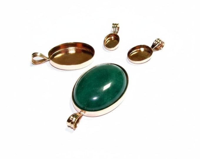 14K Yellow gold filled blank pendants size 6x8 - 18x25 mm, Oval Bezel cup, Jewelry making, Setting, Gold Filled pendants - 1 piece