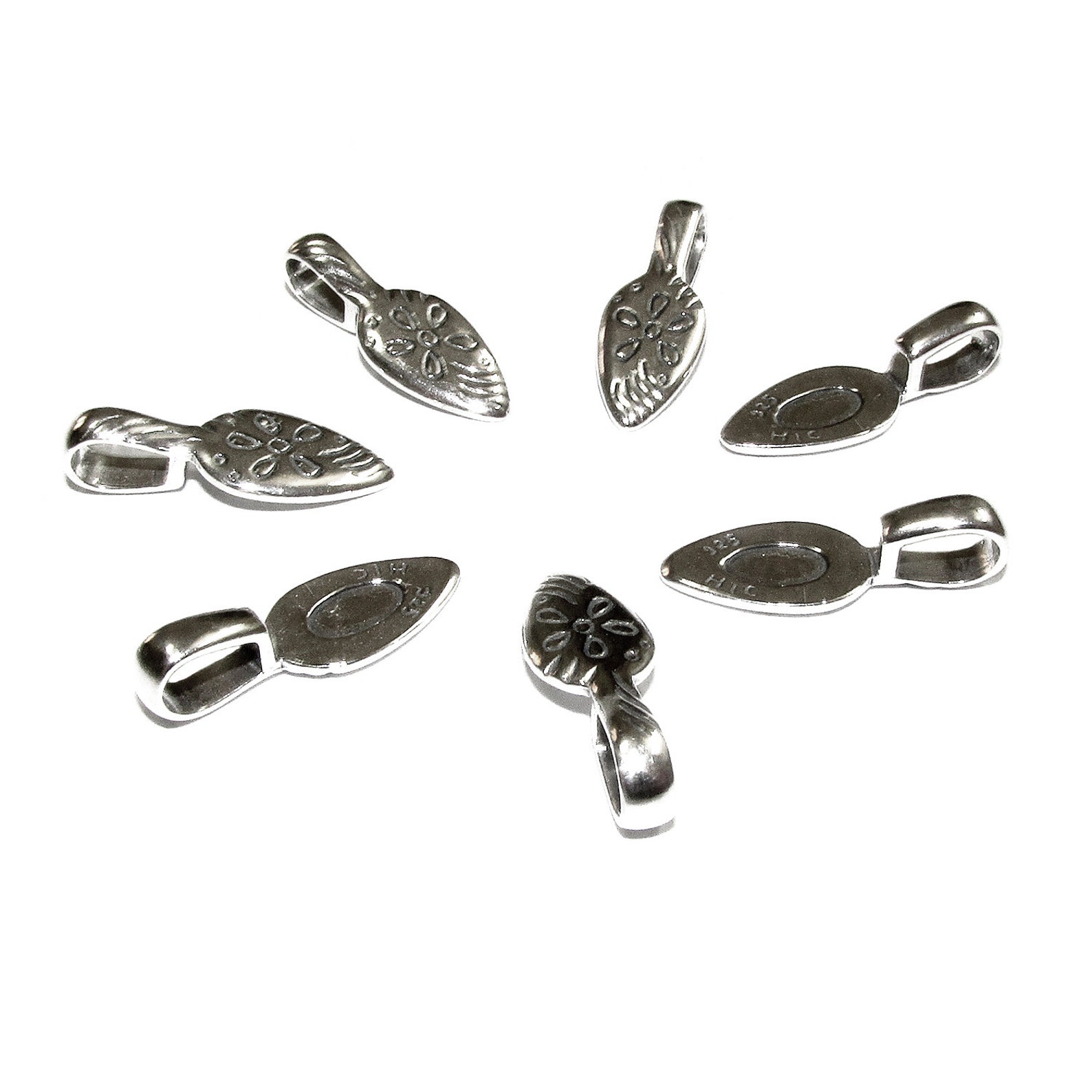 925 Sterling Silver Large Glueon Flat Pad Pendant Bails Etsy