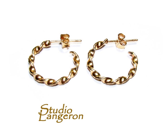 14K Gold filled Decorative Curly Hoop Earrings size 17 mm, Gold filled earrings, Jewelry making, Curly earrings - 1 pair (2 pieces)