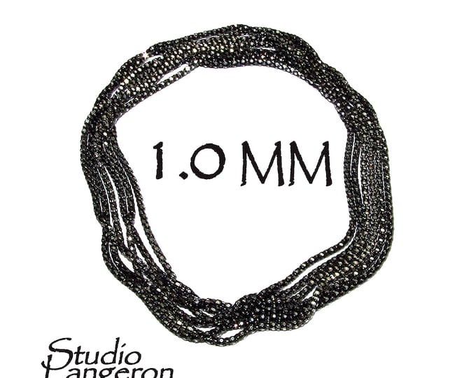 1.0 mm Sterling Silver Black Rhodium Plated chain, beading chain,  Black chain, Jewelry making, Beading silver chain - 1 Ft (30 cm)