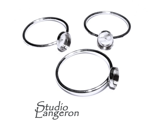 925 Sterling silver blank ring with bezel cup 4x6mm size 4, 5, 6, 7, 8, 9, 10, 11, Jewelry making, bezel cup, base ring, Setting - 1 piece