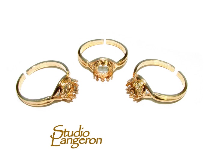 14K Yellow gold filled open blank ring with round bezel cup 6 mm, base ring, Setting, bezel cup, jewelry making, Ring mounting - 1 piece
