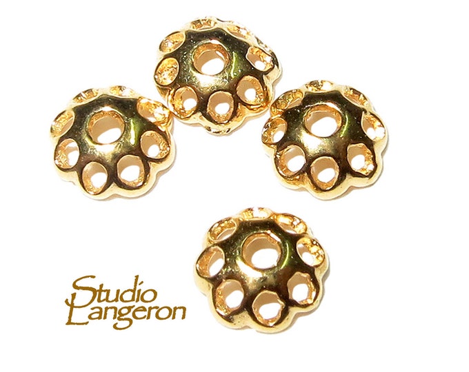 14K yellow gold filled decorative bead caps, bead cap, gold filled, flower bead caps, Jewelry making, Gold filled bead caps - 1 piece