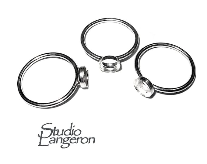 925 sterling silver blank ring with bezel cup 6mm size 4, 5, 6, 7, 8, 9, 10, 11, silver ring, bezel cup, setting, base ring, ring - 1 piece