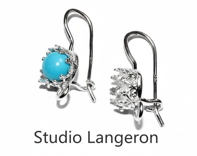 7 mm size 925 sterling silver blank earrings with bezel cup and closed ring, jewelry making, bezel cup, base earrings - 1 pair (2 piece)