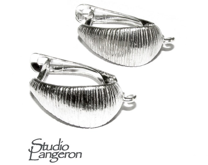 925 sterling silver Click-in lever back earring with loop, silver earrings, earring components, base earrings - 1 pair (2 pieces)