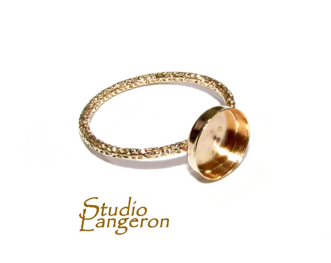14K Yellow gold filled blank ring with bezel cup 8 mm size 4, 5, 6, 7, 8, 9, 10, Base ring, Gold filled ring, Bezel cup, Ring - 1 piece