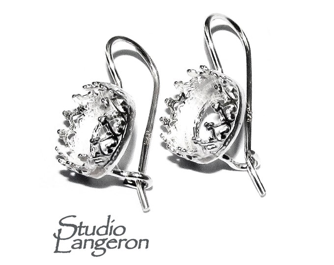 8 mm 925 sterling silver blank earrings with bezel cup, Jewelry making, Setting, bezel cup, base earrings, Jewelry making - 1 pair (2 piece)