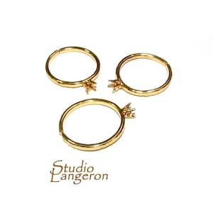 14K Yellow gold filled open blank ring with 4-prong setting 3.0 mm, Base ring, ring gold filled, Jewelry making, Setting, Mounting - 1 piece