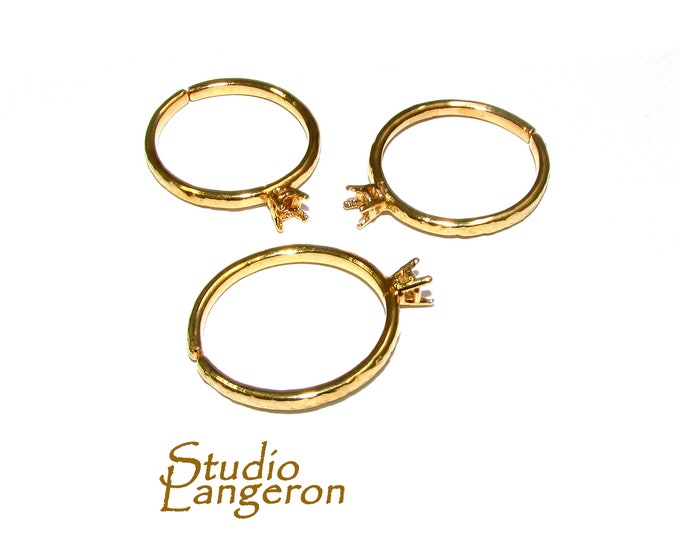 14K Yellow gold filled open blank ring with 4-prong setting 3.0 mm, Base ring, ring gold filled, Jewelry making, Setting, Mounting - 1 piece