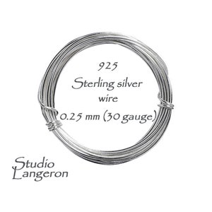 ON SALE!!!  3.0 meters (10 ft) 925 sterling silver wire Half-Hard 0.25 mm 30 Gauge, Jewelry making, Silver wire, Wire, Sterling silver wire
