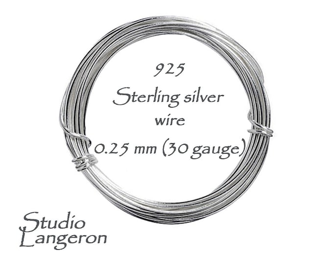 ON SALE!!!  3.0 meters (10 ft) 925 sterling silver wire Half-Hard 0.25 mm 30 Gauge, Jewelry making, Silver wire, Wire, Sterling silver wire