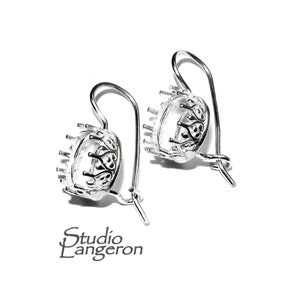 8 mm size 925 sterling silver blank earrings with bezel cup, earring, bezel cup, base earrings, Setting, Jewelry making - 1 pair (2 piece)