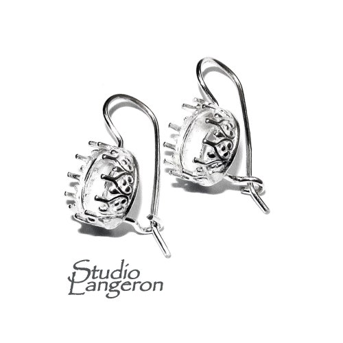 8 mm size 925 sterling silver blank earrings with bezel cup, earring, bezel cup, base earrings, Setting, Jewelry making - 1 pair (2 piece)