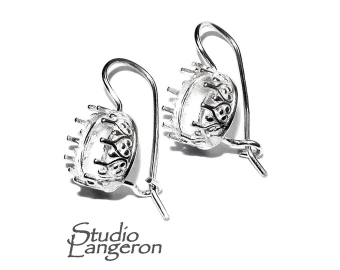 8 mm size 925 sterling silver blank earrings with bezel cup, earring, bezel cup, base earrings, Setting, Jewelry making - 1 pair (2 piece)