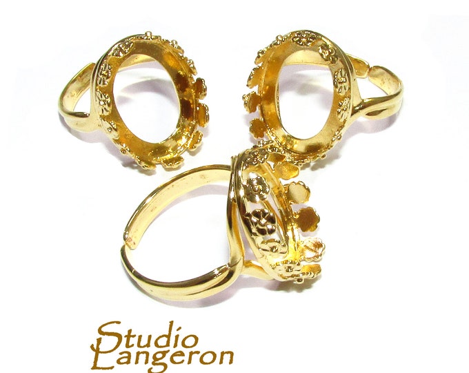 14K Yellow gold filled open blank ring with oval bezel cup 12x16 mm, Base ring, ring gold filled, Jewelry making, Setting - 1 piece