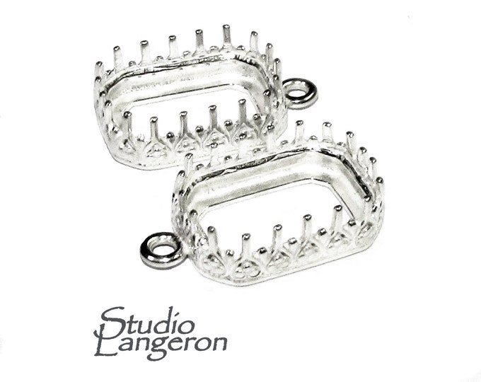 925 Sterling Silver Octagon Bezel Cups size 10x12 mm with closed ring, Bezel cup, Setting, Jewelry making, Blank Pendant - 1 piece