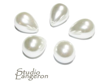 Natural Sea shell pearl Teardrop half drilled Beads size 12x10 mm, Natural shell pearl Matching Half Drilled Beads, Jewelry making - 1 piece