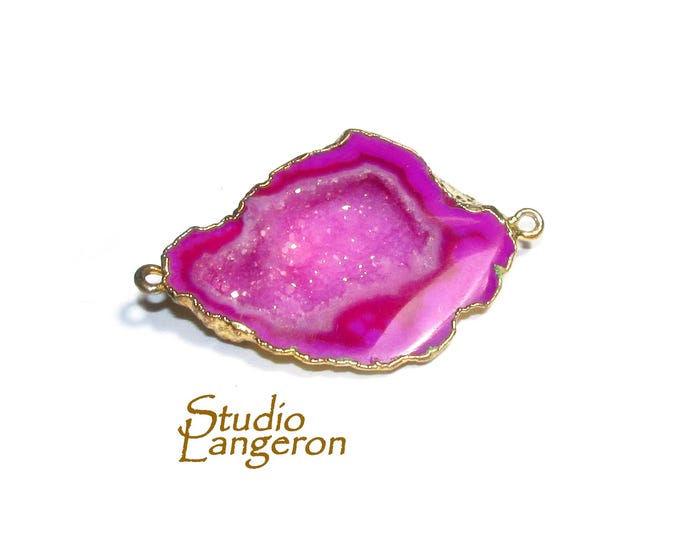 SALE!  Agate druse connector size 35x26mm, Natural agate, Natural Gemstone, Jewelry making - 1 piece