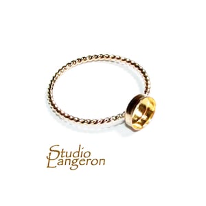 14K Yellow gold filled twisted blank ring with bezel cup 6mm size 4, 5, 6, 7, 8, 9, 10, Jewelry making, Mounting ring, bezel cup - 1 piece