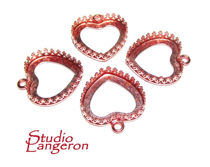 14K Rose Gold Filled heart blank pendant with setting 16x18 mm, bezel cup, base pendant, Jewelry making, setting, gold filled - 1 piece