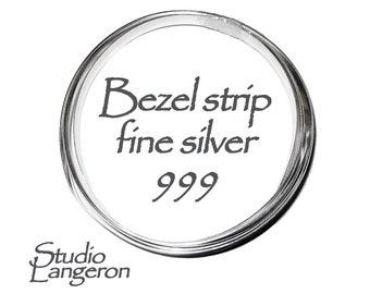 999 fine silver bezel strip wire thickness 0.3 mm (28 GA), Width 3.0 - 10.0 mm, Bezel strip, Fine silver, Jewelry making - 4 inch (10 cm)