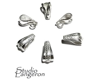 925 Sterling silver Design Pendant Bail, Bail with hook, bail with look, sterling silver Bail, Jewelry making, Bail finding - 1 piece
