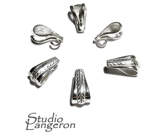 925 Sterling silver Design Pendant Bail, Bail with hook, bail with look, sterling silver Bail, Jewelry making, Bail finding - 1 piece