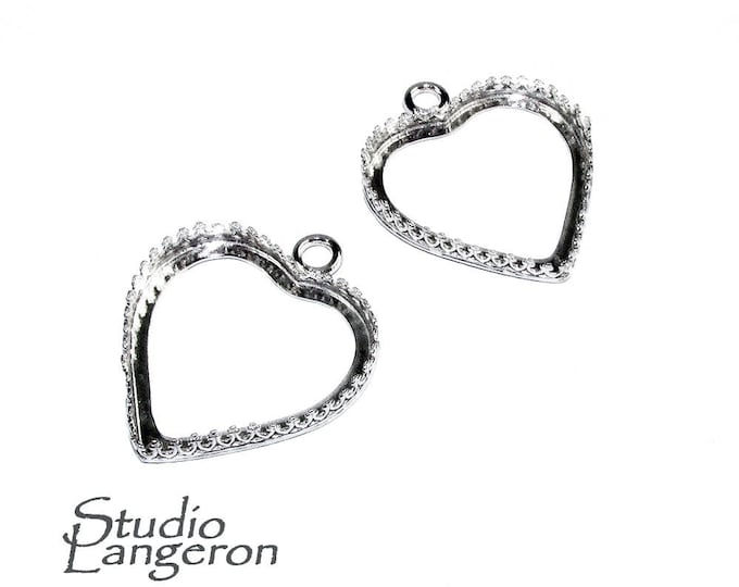 925 sterling silver large heart blank pendant size 30x35 mm, pendant silver, base pendant, Jewelry making, setting, Heart base - 1 piece